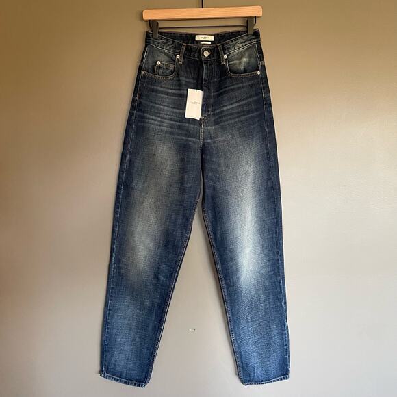 NWT ISABEL MARANT CORSY Jeans High Waist Straight Leg Blue Denim Size 2 Slouchy - Picture 4 of 16